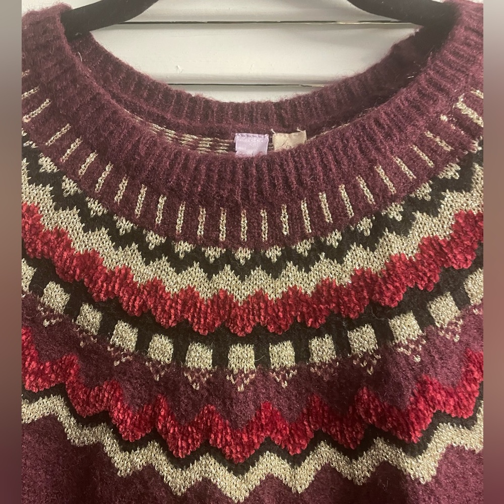 Alya Anthropologie Multi Texture Sweater w/Metallic Detailing in Decorative Trim - Picture 3 of 8